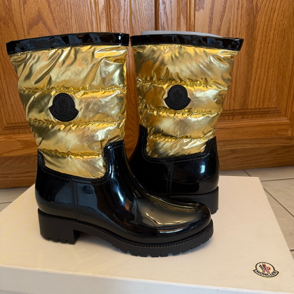 Moncler Gisele Stivale Gold & Black Boots